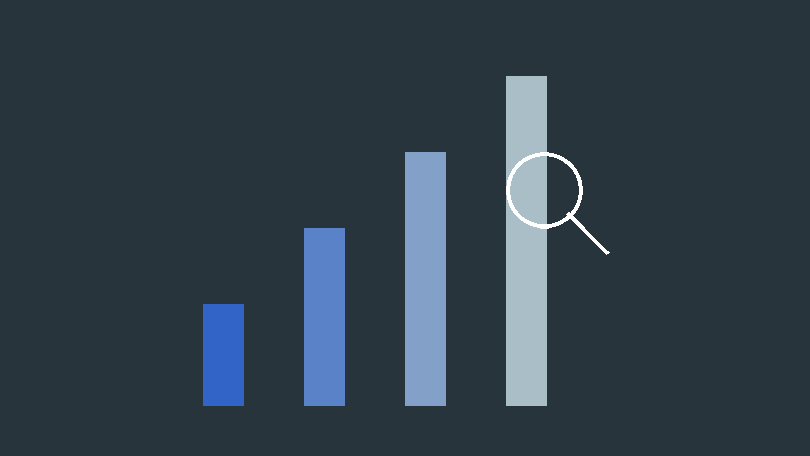 Wykres słupkowy z lupą symbolizujący skuteczne porady SEO.