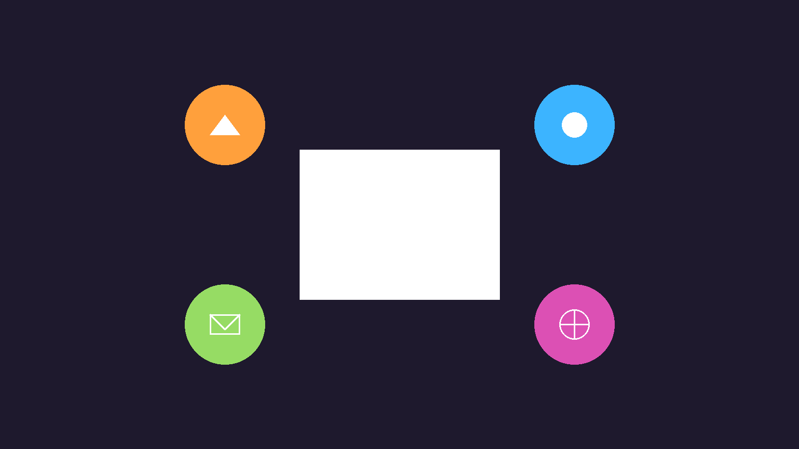 Strona internetowa otoczona ikonami marketingu reprezentującymi SEO, social media, e‑mail i globalny zasięg